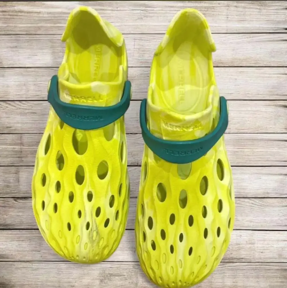 Merrell Hydro Moc Slip-On Water Shoes Yellow Green Swirl